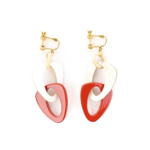 イヤリング・ピアス ペアシェイプ / レッド [E060R]